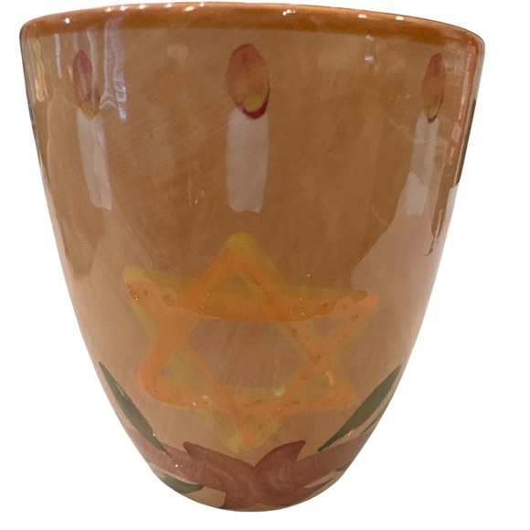 Starbucks Hanukkah Holiday Star Candle Coffee Mug HAND PAINTED in ITALY EUC - Picture 2 of 5